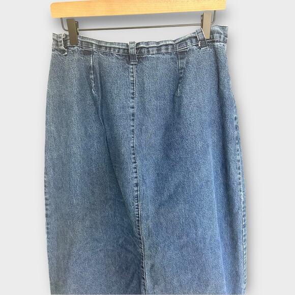 Vintage 90s Roughrider by Circle Women's Denim Maxi Skirt Western size 13/14 - Picture 3 of 8